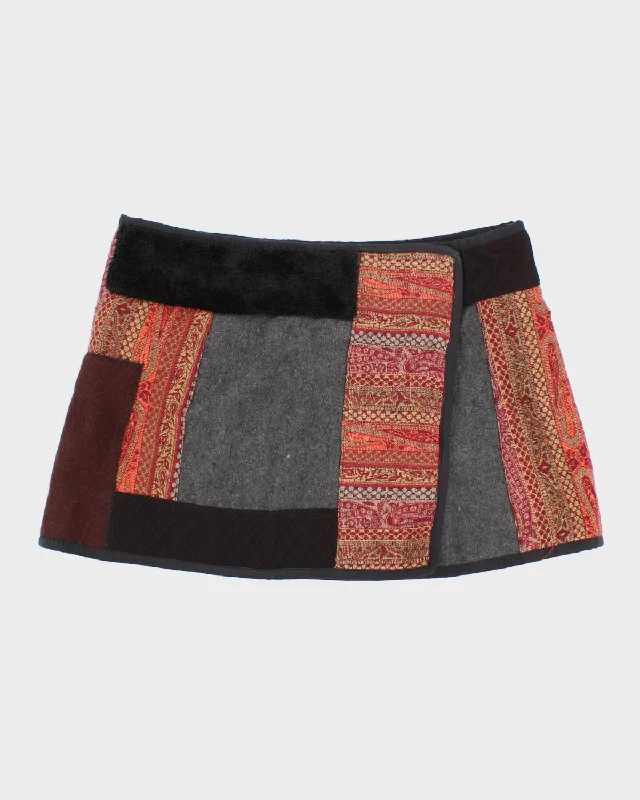 Leopards & Roses Wool Textured Skirt - M/L wool skirt warm