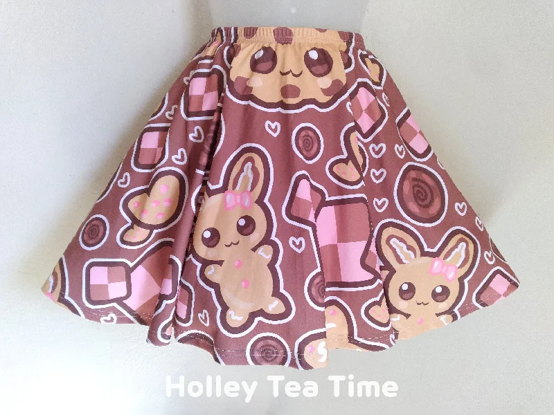 Kawaii Cookies skater skirt [made to order] elastic waist skirt