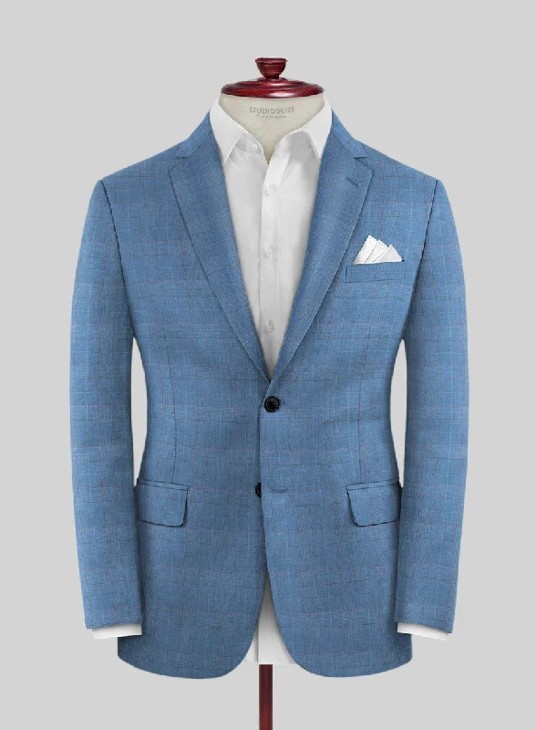 Scabal Cosmopolitan Prince Light Blue Wool Jacket Oversized Jacket Tailored Jacket Straight Jacket
