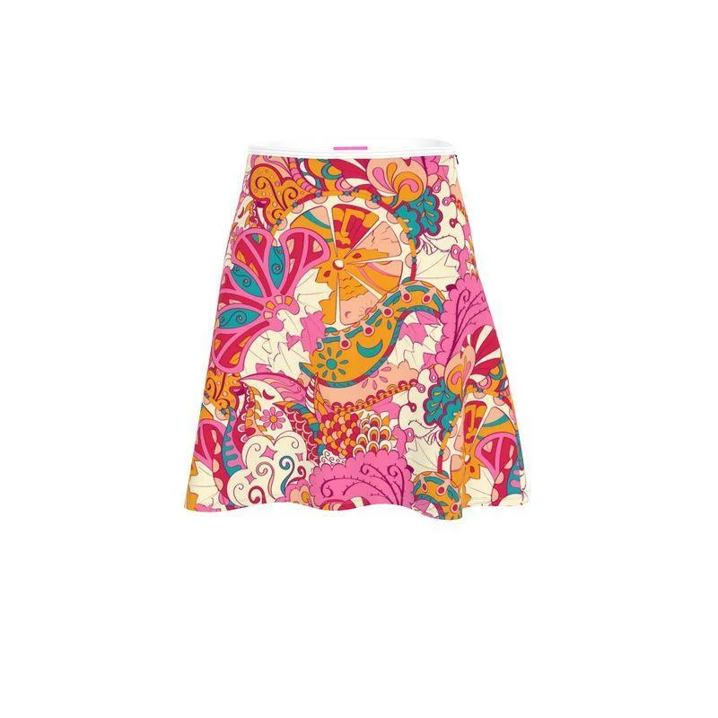 Sameri Knee Length Skater Skirt linen skirt light