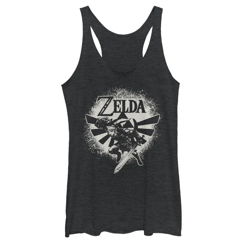 Women's Nintendo Zelda Link Wingcrest Spray Paint Racerback Tank Top stretchy tank top