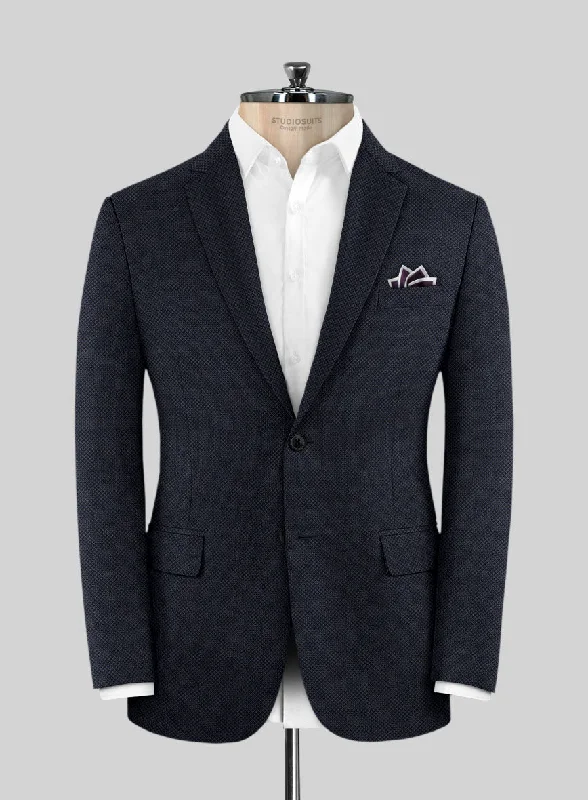 Scabal Londoner Oranti Blue Wool Jacket Hoodie Zip-Up Jacket Button-Up Jacket