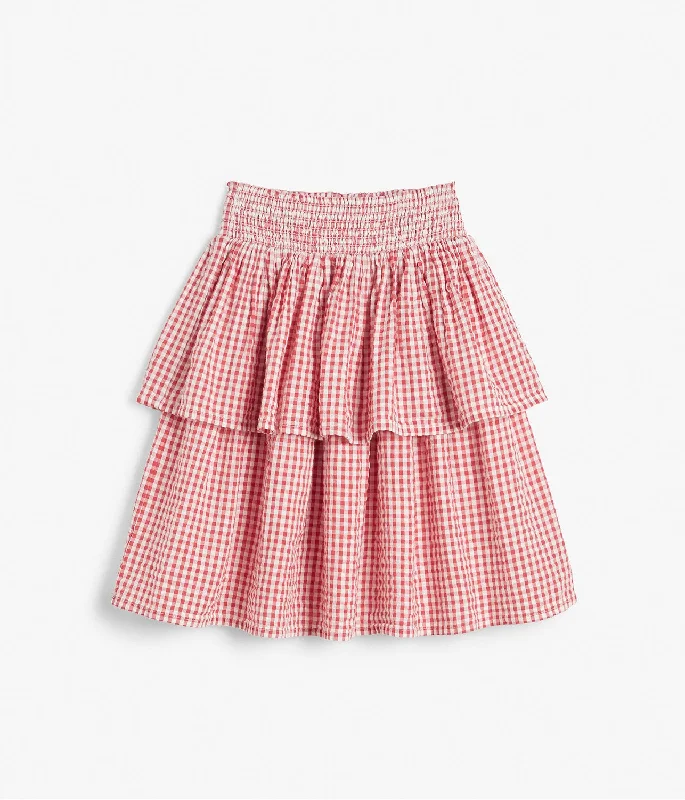 Womens red gingham skirt cashmere skirt soft