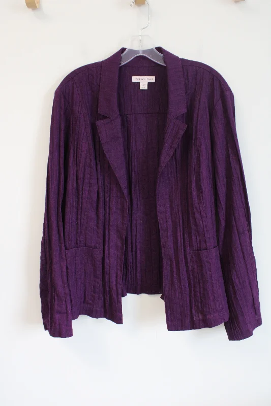 Coldwater Creek Purple Lightweight Cardigan | XL (18) Fleece Cardigan Nylon Polyester