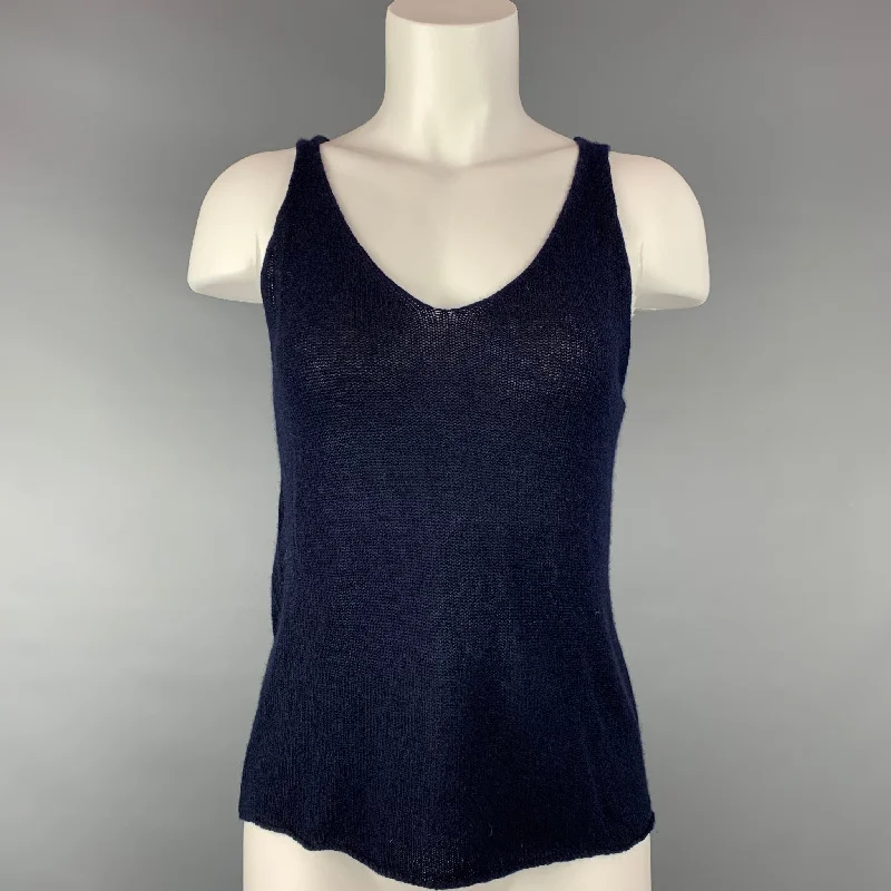 TSE Size S Navy Knitted Cashmere Tank Top fitness tank top