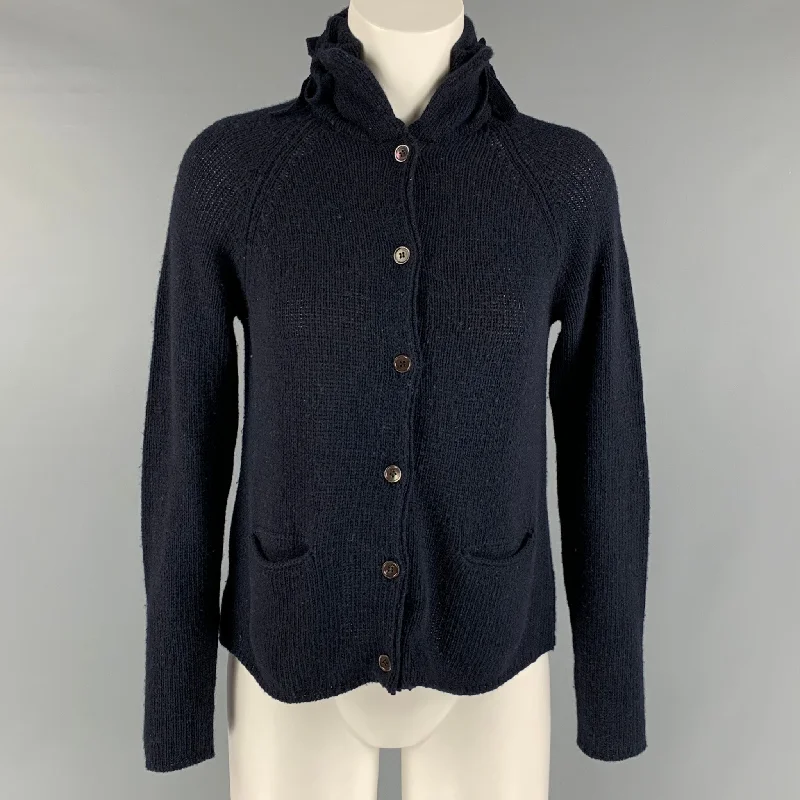 MARNI Size 4 Navy Wool &  Cashmere Solid Cardigan Fitted Slim Tailored