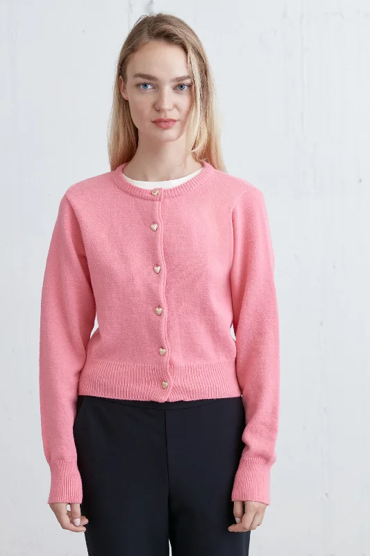 CARDIGAN WITH HEART BUTTONS Rayon Fabric Velvet Fabric Corduroy Fabric