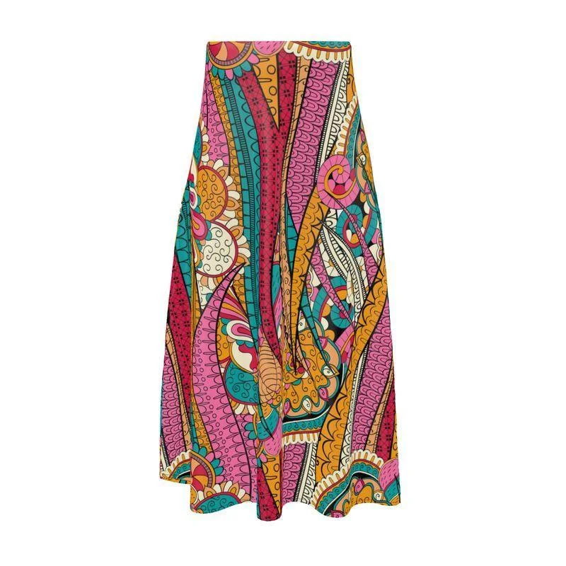 Taki Silk A-line Midi Skirt denim skirt fashionable