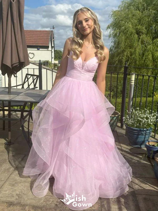 Elegant Light Pink Spaghetti Straps Sweetheart A-line Long Party Dress Prom Dresses,WGP984 Tunics Designer luxury