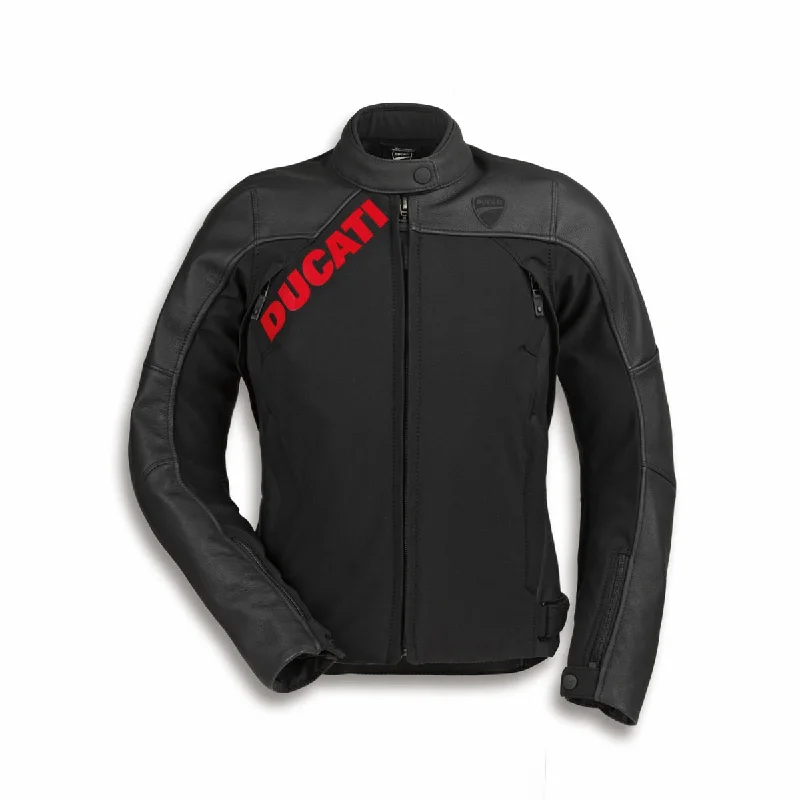 Ducati Logo C1 - Women's Leather-Fabric Jacket Mesh Jacket Canvas Jacket Denim Jacket