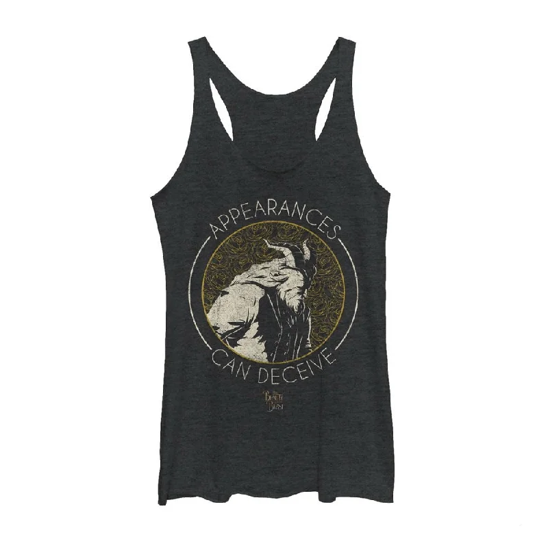 Women's Beauty and the Beast Appearances Deceive Racerback Tank Top metallic tank top