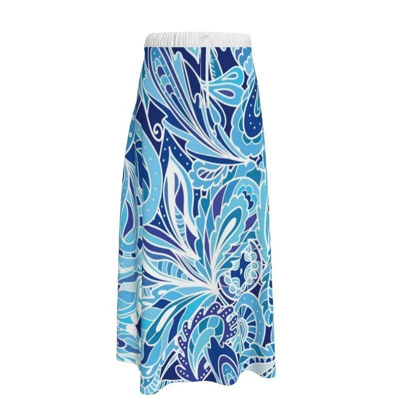 Aqui Elastic Waist Tie Maxi Skirt silk skirt lustrous