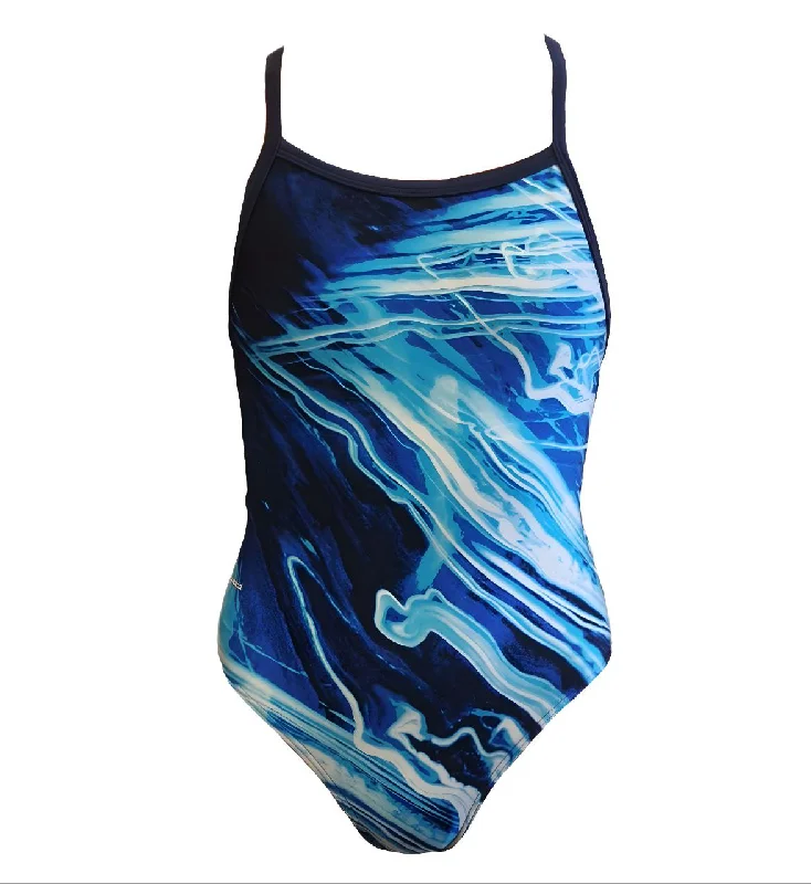 AQUATICA Women's Blue Fusion Perfomance One Piece Swimsuit #F003 NWT Retro Swimwear Style
