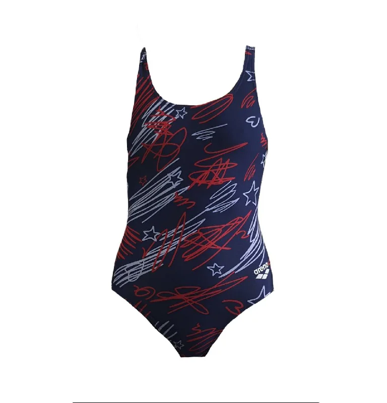 ARENA Women's Blue Patriot Pro Back One Piece Swimsuit #2A62870 28 NWT Chic Swimsuit Cover-Up