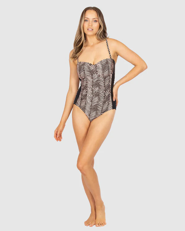 Tidal Wave Moulded Cup Bandeau One Piece Swimsuit Adjustable Swim Top