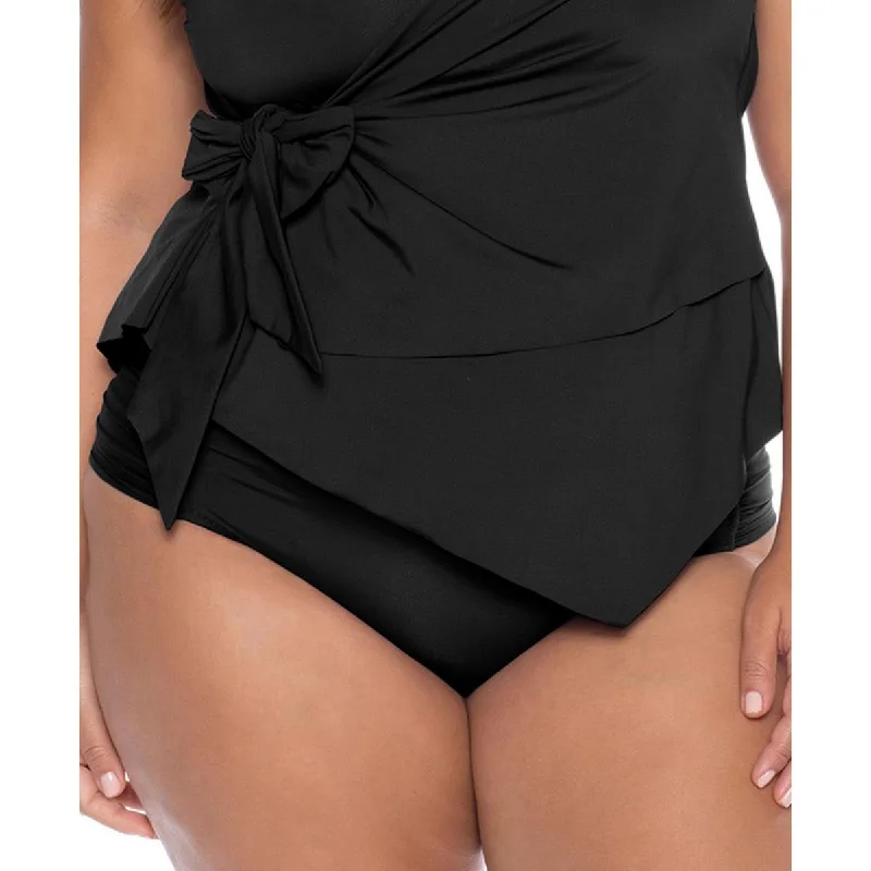 Becca by Rebecca Virtue Womens Plus Solid Hipster Swim Bottom Separates Crisscross Back Swimsuit Becca by Rebecca Virtue Womens Plus Solid Hipster Swim Bottom Separates Crisscross Back Swimsuit