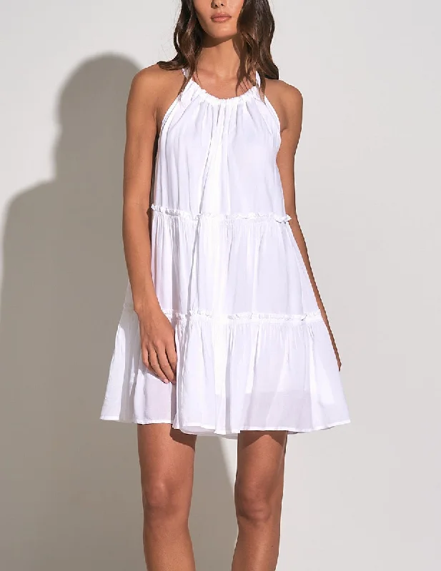 Elan Swimwear White Spaghetti Strap Mini Dress Cover Up RY5819 Adjustable Swim Top