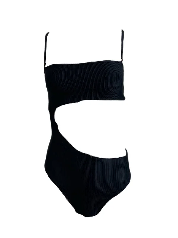 Frankies Women's Black Ribbbed One-piece Swimsuit Size S NWT Strapless Swimsuit Top