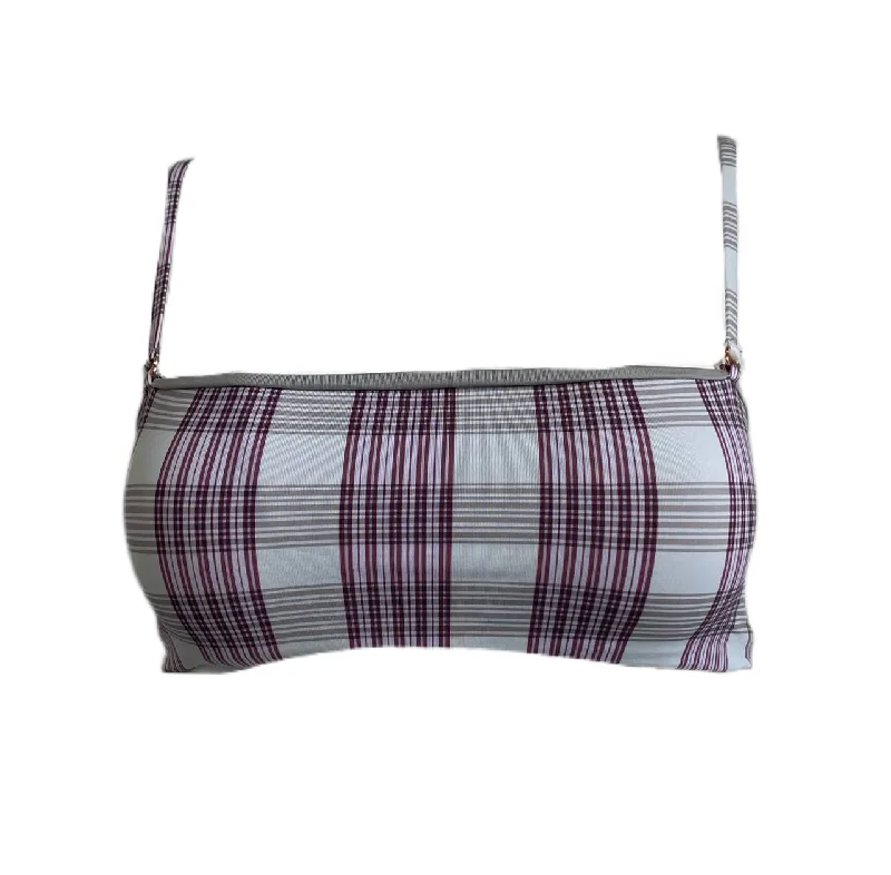 Frankies Women's Tartan Plaid Joy Ribbed Swim Top Size XS NWT Sexy Cutout Swimsuit