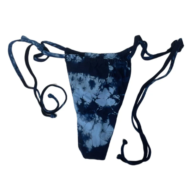 Frankies Women's Tie Die Blue Tasha Thong Swim Bottom Size S NWT Elegant Swimsuit Bottoms