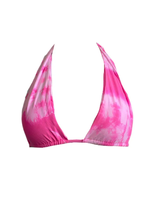 Frankies Women's Tie Die Pink Jordan Swim Top Size S NWT Ruched Swimwear Set