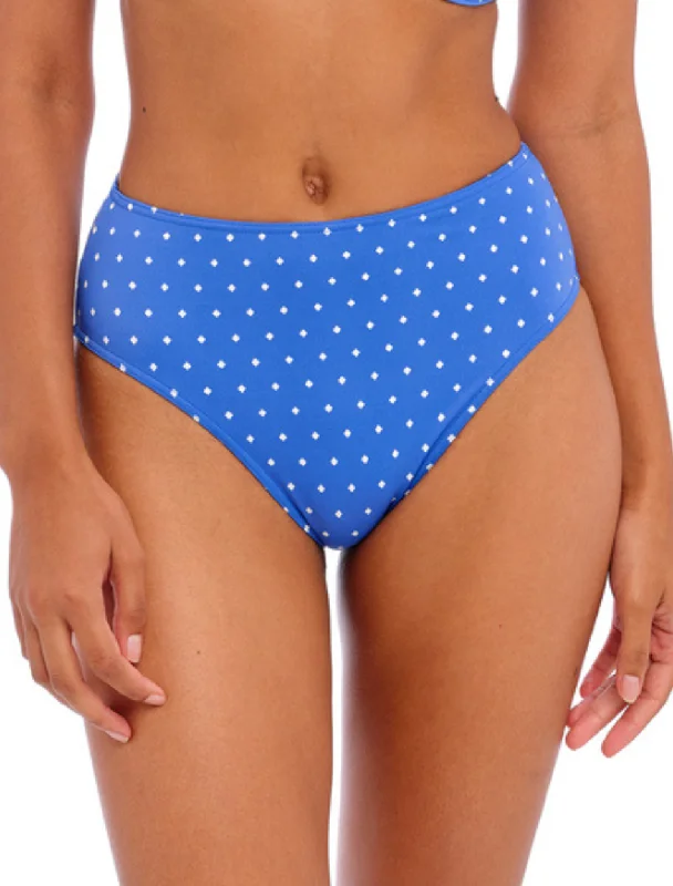 Freya Jewel Cove High Waist High Leg Swim Briefs, Azure | Polka Dot High Waist Bikini Briefs | High waist Bikini Briefs Playful Pattern Swimsuit