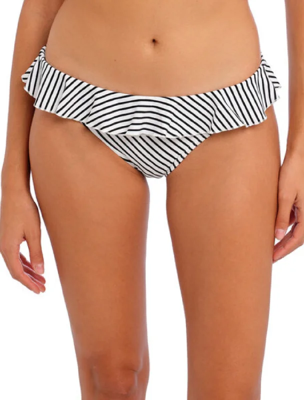 Freya Jewel Cove Italini With Frill Swim Bottom Stripe Black | Stripe Black Freya Bikini Briefs With Frill Ruched Swimwear Set