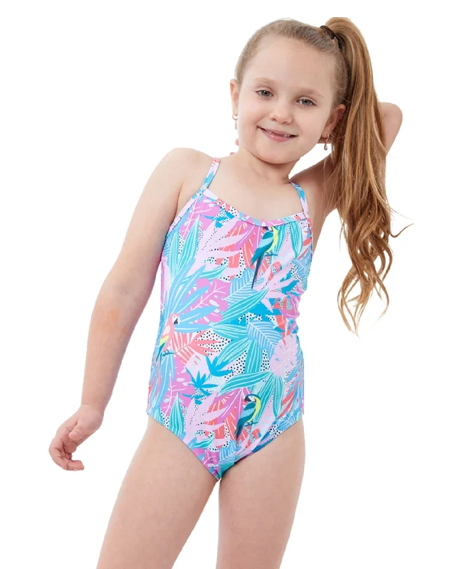 Gottex Kids Neon Palms Round Neck One Piece Swimsuit Plunge Back Swimsuit