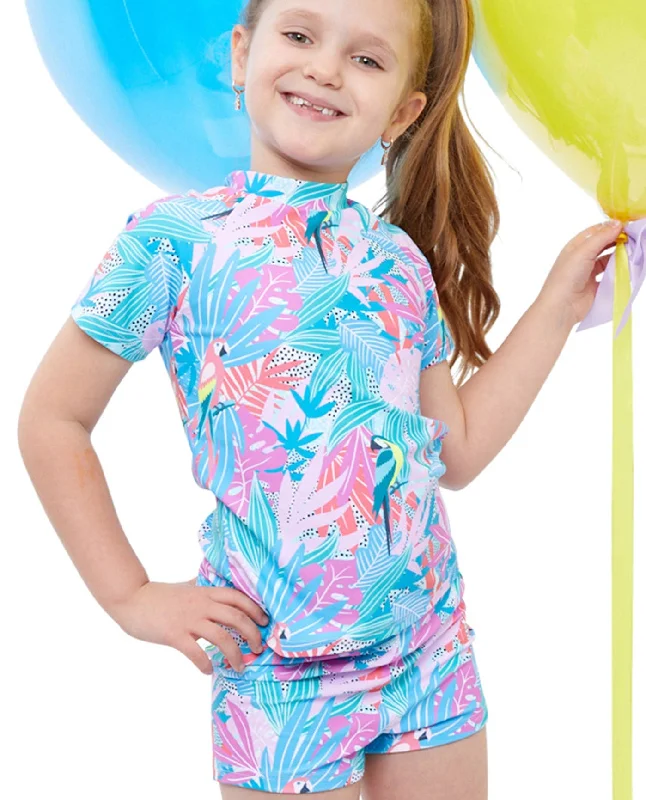 Gottex Kids Neon Palms Short Sleeve Swim Shirt with Matching Swim Short Vibrant Bikini Design Gottex Kids Neon Palms Short Sleeve Swim Shirt with Matching Swim Short Vibrant Bikini Design