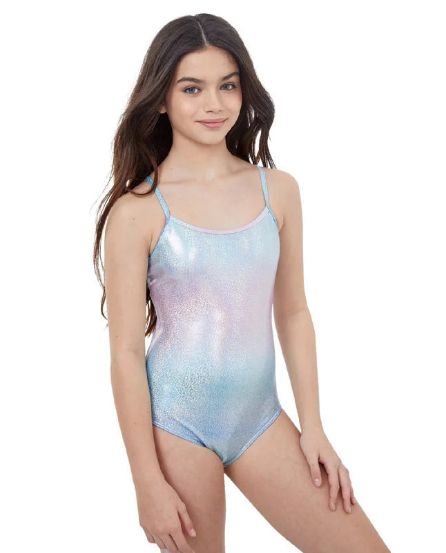 Gottex Kids Textured Ombre Round Neck One Piece Swimsuit Adjustable Strap Swimsuit