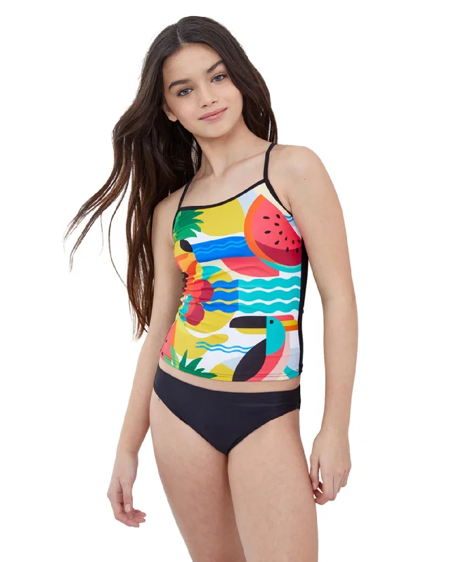 Gottex Kids Tropical Tankini Top with Matching Tankini Bottom Sporty Swim Shorts
