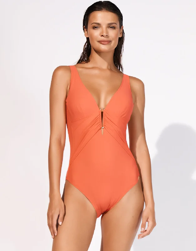 Honesty Underwired Swimsuit - Flame High-Cut One-Piece