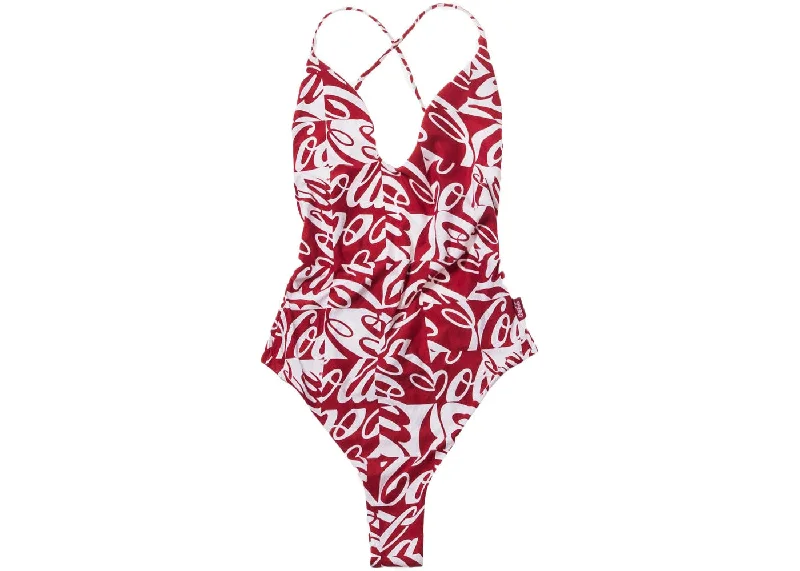 KITH x COCA COLA Women's Red/White One Piece Swimsuit KHW9054 NWT Playful Pattern Swimsuit KITH x COCA COLA Women's Red/White One Piece Swimsuit KHW9054 NWT Playful Pattern Swimsuit