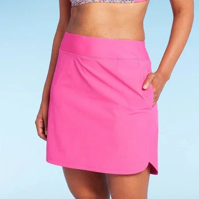 Lands' End Women's UPF 50 Swim Skort - Pink M Button-Front Swimsuit