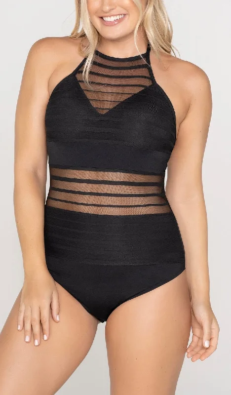Leonisa Swimwear Sporty Black One Piece 190980B Stylish Beachwear Set