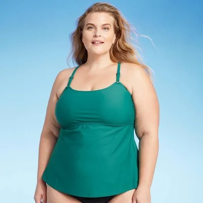 New - Women's Racerback Tankini Top - Kona Sol Green X Summer Ready Swimsuit