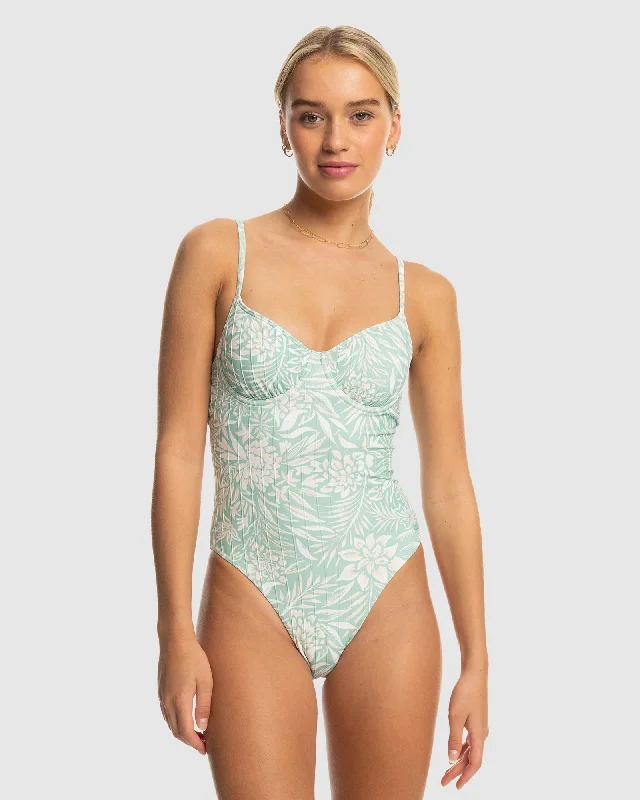Womens Pt Rib Roxy Love The Muse One One Piece Swim Swim Skirt Set