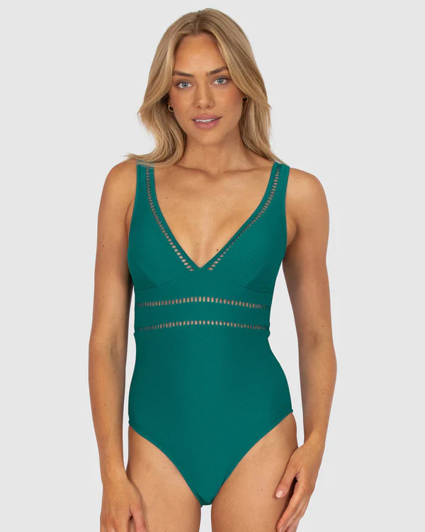 Rococco Plain Longline One Piece Swimsuit - Jungle Classic Sporty Swimsuit