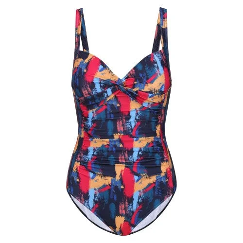 Regatta Womens/Ladies Sakari Brush Stroke Tummy Control One Piece Swimsuit Color-Block Bikini Regatta Womens/Ladies Sakari Brush Stroke Tummy Control One Piece Swimsuit Color-Block Bikini