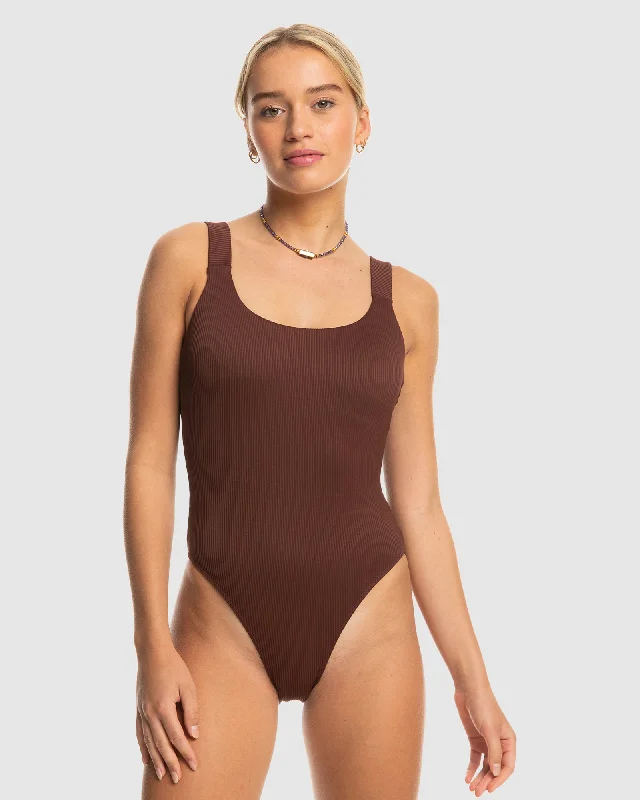 Womens Rib Roxy Love One-Piece Swimsuit Elegant Halter Bikini