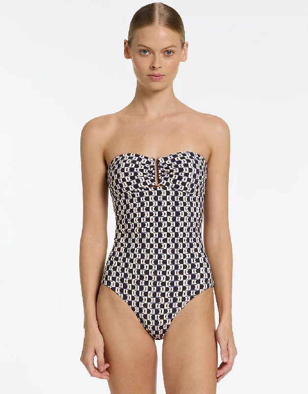 Rio Moulded Bandeau Swimsuit - Ink Sporty Swimwear Bottoms