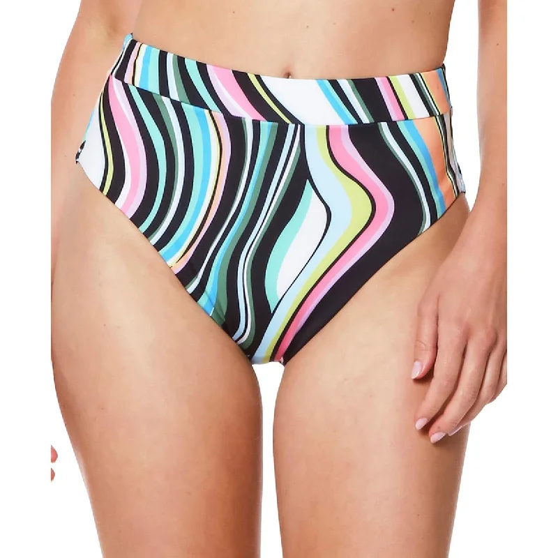 Sanctuary Womens Striped High-Waist Swim Bottom Separates Classic Monokini Design