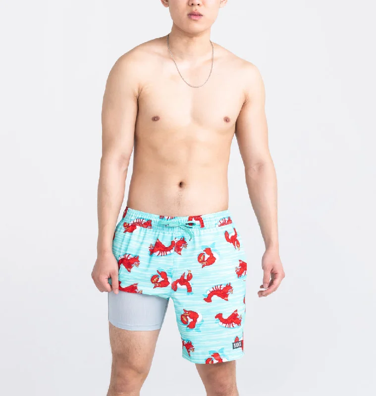 Saxx Oh Buoy 2N1 Volley Lobster Lounger Aqua Mens 7" Swimwear SW04L Stylish Beachwear Set Saxx Oh Buoy 2N1 Volley Lobster Lounger Aqua Mens 7" Swimwear SW04L Stylish Beachwear Set