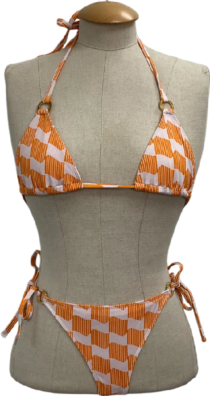 Swim Society Orange Triangle Bikini UK 6 Tropical Print One-Piece