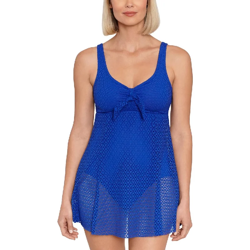 Swim Solutions Womens Crochet Tummy Control One-Piece Swimsuit Sporty Swimsuit Style