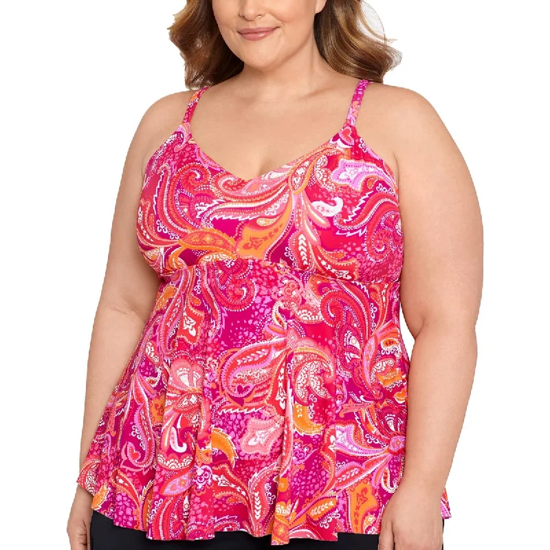 Swim Solutions Womens Underwire Printed Tankini Swim Top Chic Bikini Set
