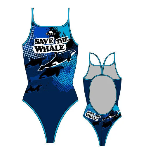 TURBO Save the Whale - 894232 - Thin Strap Womens Swimsuit / Swimwear / Costume - Swimming Tie-Back Swimwear