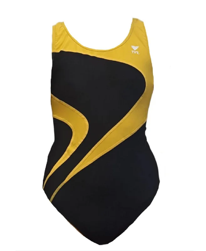 TYR Women's Black Colorblock Alliance A-Back One Piece Swimsuit #MALIT1A 38 NWT Mesh Panel Swimwear