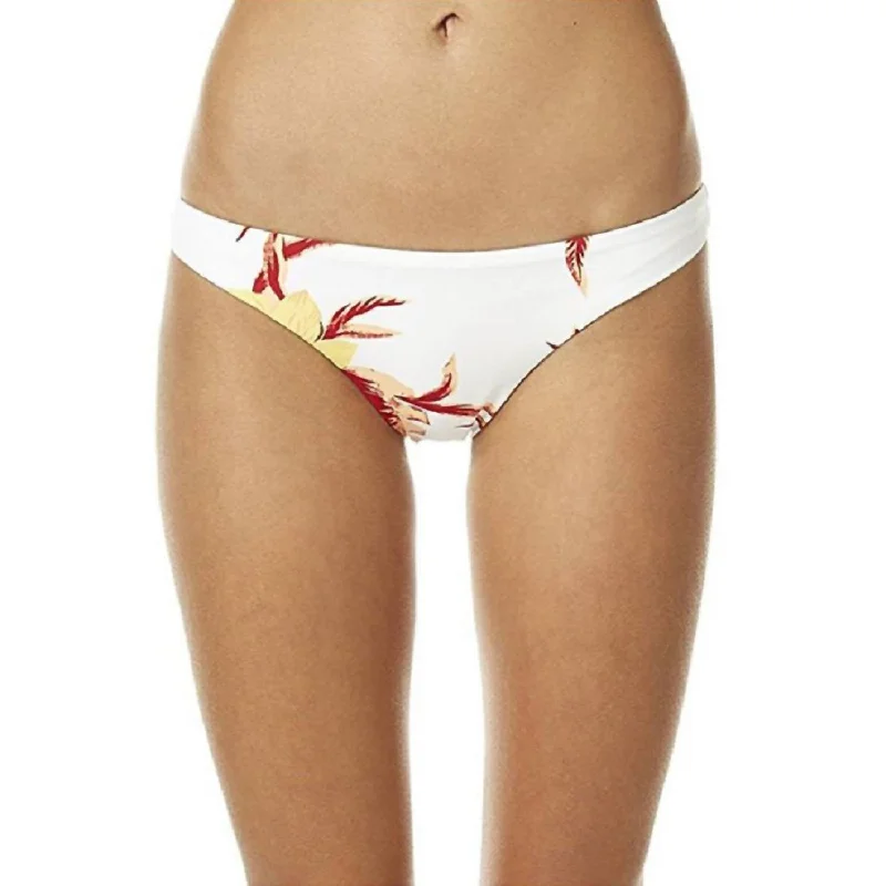 Zinnia Floral Stretch Bikini Bottom Swimsuit In White Bold High-Cut Bikini