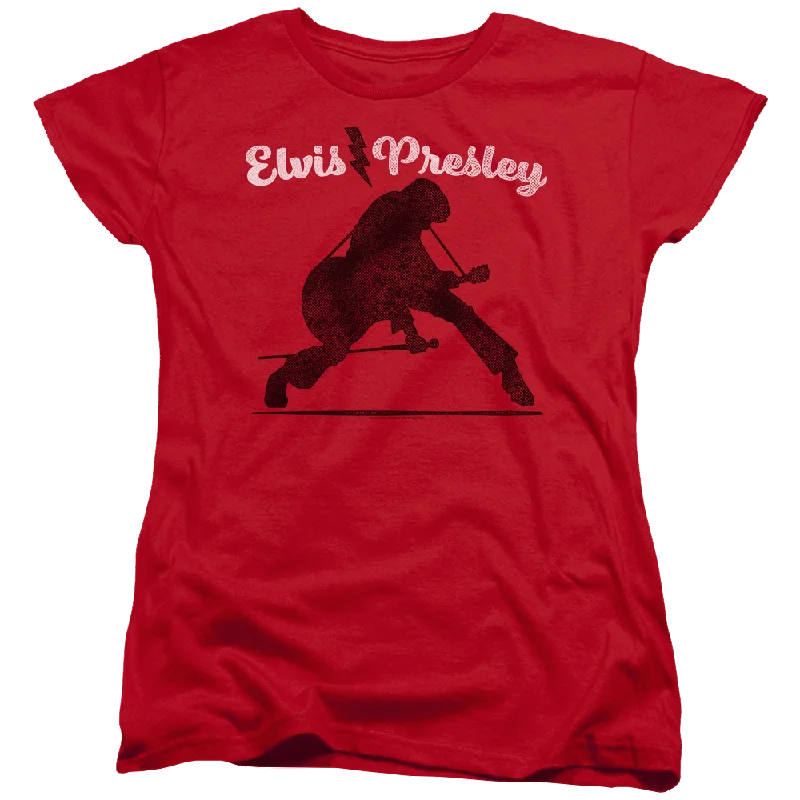 Elvis Presley Overprint - Women's T-Shirt-- Zippered Front Buttoned Front Snap Front Elvis Presley Overprint - Women's T-Shirt-- Zippered Front Buttoned Front Snap Front